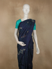 Midnight Navy Blue Abstract Woven Design Pure Kanchipuram Silk Saree