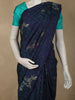 Midnight Navy Blue Abstract Woven Design Pure Kanchipuram Silk Saree