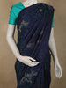 Midnight Navy Blue Abstract Woven Design Pure Kanchipuram Silk Saree
