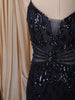 Midnight Navy Blue All Over Heavy Sequins and Crystal Embroidered Design Sequins Fabric Party Wear Fish Cut Gown
