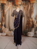 Midnight Navy Blue Floral Sequins and Beads Embroidered Design Crepe Silk Ready To Wear Saree with Matching Designer Blouse