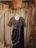 Midnight Navy Blue Floral Sequins and Beads Embroidered Design Crepe Silk Ready To Wear Saree with Matching Designer Blouse