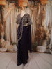 Midnight Navy Blue Floral Sequins and Beads Embroidered Design Crepe Silk Ready To Wear Saree with Matching Designer Blouse