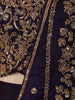 Midnight Navy Blue Floral Sequins and Beads Embroidered Design Crepe Silk Ready To Wear Saree with Matching Designer Blouse