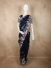 Midnight Navy Blue Floral Sequins and Beads Embroidered Design Net Designer Saree