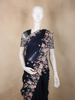 Midnight Navy Blue Floral Sequins and Beads Embroidered Design Net Designer Saree