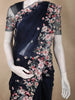 Midnight Navy Blue Floral Sequins and Beads Embroidered Design Net Designer Saree