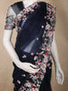 Midnight Navy Blue Floral Sequins and Beads Embroidered Design Net Designer Saree