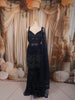 Midnight Navy Blue Floral Sequins and Mirror Embroidered Design Net Party Wear Salwar Suit with Matching Dupatta