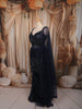 Midnight Navy Blue Floral Sequins and Mirror Embroidered Design Net Party Wear Salwar Suit with Matching Dupatta