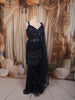 Midnight Navy Blue Floral Sequins and Mirror Embroidered Design Net Party Wear Salwar Suit with Matching Dupatta