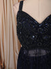 Midnight Navy Blue Floral Sequins and Mirror Embroidered Design Net Party Wear Salwar Suit with Matching Dupatta