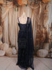 Midnight Navy Blue Floral Sequins and Mirror Embroidered Design Net Party Wear Salwar Suit with Matching Dupatta