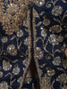 Midnight Navy Blue Floral Sequins and Zari Embroidered Design Banarasi Silk Lehenga with Matching Dupatta