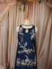Midnight Navy Blue Floral Vine Sequins and Beads Embroidered Design Satin Party Wear Palazzo Suit with Matching Choker Dupatta