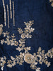 Midnight Navy Blue Floral Vine Sequins and Beads Embroidered Design Satin Party Wear Palazzo Suit with Matching Choker Dupatta