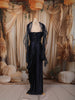Midnight Navy Blue Heavy Beads Emroidered Design Satin Ready to Wear Saree with Ruffle Dupatta