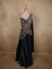 Midnight Navy Blue Heavy Sequin and Beads Embroidered Design Organza Lehenga with Attached Dupatta