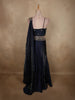 Midnight Navy Blue Heavy Sequin and Beads Embroidered Design Organza Lehenga with Attached Dupatta