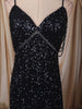 Midnight Navy Blue Heavy Sequins Embroidered Design Sequins Fabric Party Wear Fish Cut Gown with Draped Beaded Shoulder Chains