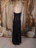 Midnight Navy Blue Heavy Sequins Embroidered Design Sequins Fabric Party Wear Fish Cut Gown with Draped Beaded Shoulder Chains