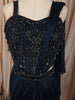 Midnight Navy Blue Heavy Sequins and Beads Embroidered Design Chiffon Ready to Wear Party Saree with Designer Corset Blouse