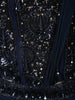 Midnight Navy Blue Heavy Sequins and Beads Embroidered Design Chiffon Ready to Wear Party Saree with Designer Corset Blouse