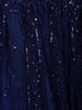 Midnight Navy Blue Heavy Sequins and Beads Embroidered Design Net Bridal Lehenga with Cape Sleeves