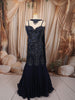 Midnight Navy Blue Heavy Sequins and Beads Embroidered Design Net Mermaid Bridal Lehenga and Corset Blouse  with Matching Choker Dupatta