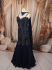 Midnight Navy Blue Heavy Sequins and Beads Embroidered Design Net Mermaid Bridal Lehenga and Corset Blouse  with Matching Choker Dupatta