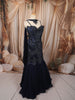 Midnight Navy Blue Heavy Sequins and Beads Embroidered Design Net Mermaid Bridal Lehenga and Corset Blouse  with Matching Choker Dupatta