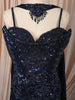 Midnight Navy Blue Heavy Sequins and Beads Embroidered Design Net Mermaid Bridal Lehenga and Corset Blouse  with Matching Choker Dupatta