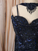 Midnight Navy Blue Heavy Sequins and Beads Embroidered Design Net Mermaid Bridal Lehenga and Corset Blouse  with Matching Choker Dupatta