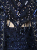 Midnight Navy Blue Heavy Sequins and Beads Embroidered Design Net Mermaid Bridal Lehenga with Designer Corset Blouse and Matching Cape Sleeve