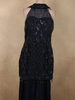 Midnight Navy Blue Heavy Sequins and Beads Embroidered Design Net Palazzo Suit With Dupatta