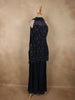 Midnight Navy Blue Heavy Sequins and Beads Embroidered Design Net Palazzo Suit With Dupatta