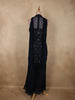 Midnight Navy Blue Heavy Sequins and Beads Embroidered Design Net Palazzo Suit With Dupatta