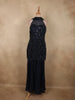 Midnight Navy Blue Heavy Sequins and Beads Embroidered Design Net Palazzo Suit With Dupatta