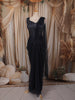 Midnight Navy Blue Heavy Sequins and Beads Embroidered Design Net Party Wear Ready To Wear Saree