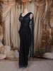Midnight Navy Blue Heavy Sequins and Beads Embroidered Design Net Party Wear Ready To Wear Saree