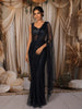 Midnight Navy Blue Heavy Sequins and Beads Embroidered Design Net Party Wear Ready To Wear Saree