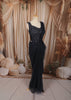 Midnight Navy Blue Heavy Sequins and Beads Embroidered Design Net Ready to Wear Party Saree with Designer Corset Blouse