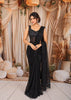 Midnight Navy Blue Heavy Sequins and Beads Embroidered Design Net Ready to Wear Party Saree with Designer Corset Blouse