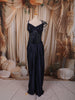 Midnight Navy Blue Heavy Sequins and Beads Embroidered Design Textured Party Wear Corset Skirt Top