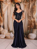 Midnight Navy Blue Heavy Sequins and Beads Embroidered Design Textured Party Wear Corset Skirt Top