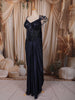 Midnight Navy Blue Heavy Sequins and Beads Embroidered Design Textured Party Wear Corset Skirt Top