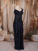Midnight Navy Blue Heavy Sequins and Beads Embroidered Design Textured Party Wear Corset Skirt Top