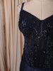 Midnight Navy Blue Heavy Sequins and Beads Embroidered Design Textured Party Wear Corset Skirt Top