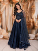 Midnight Navy Blue Heavy Silver Beads Embellished Design Semi Silk Party Wear Lehenga With Matching Dupatta