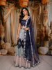 Midnight Navy Blue Heavy Stone Embellished Design Banarasi Silk Party Wear Lehenga with Matching Dupatta